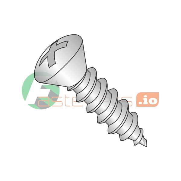 Newport Fasteners Sheet Metal Screw, #4 x 1/2 in, 18-8 Stainless Steel Oval Head Phillips Drive, 5000 PK 421533 - main